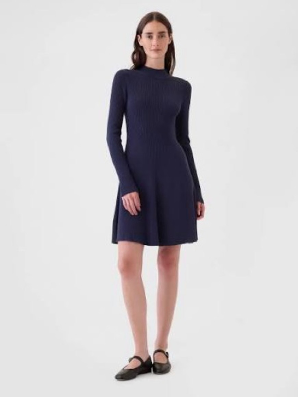 NWT Gap Mockneck Rib Sweater Mini Dress in Navy sz M TALL